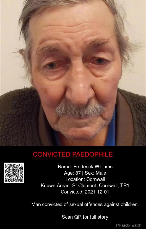 Frederick Williams 87 from #Cornwall - 01/12/21