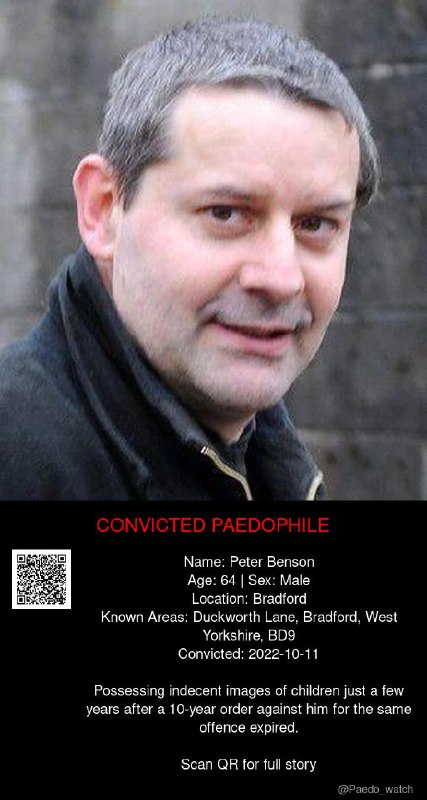 Peter Benson 64 from #Bradford - 11/10/22